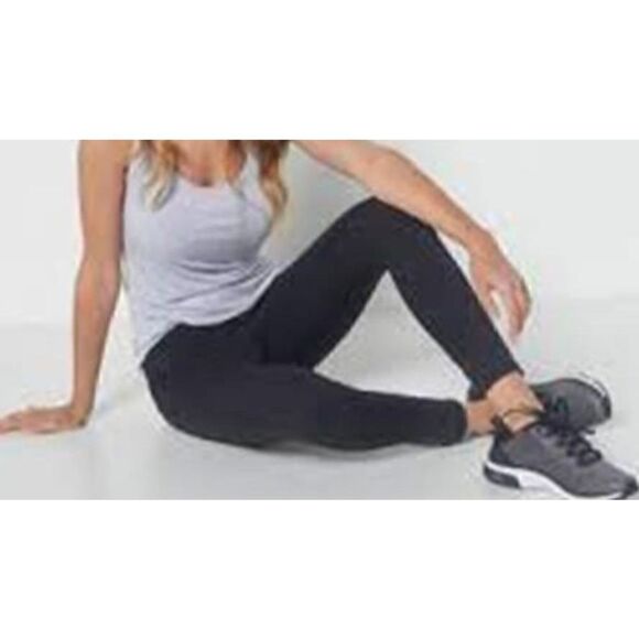 198 Susan Graver SG Sport Contour Knit Leggings BLACK sz M - Picture 1 of 3